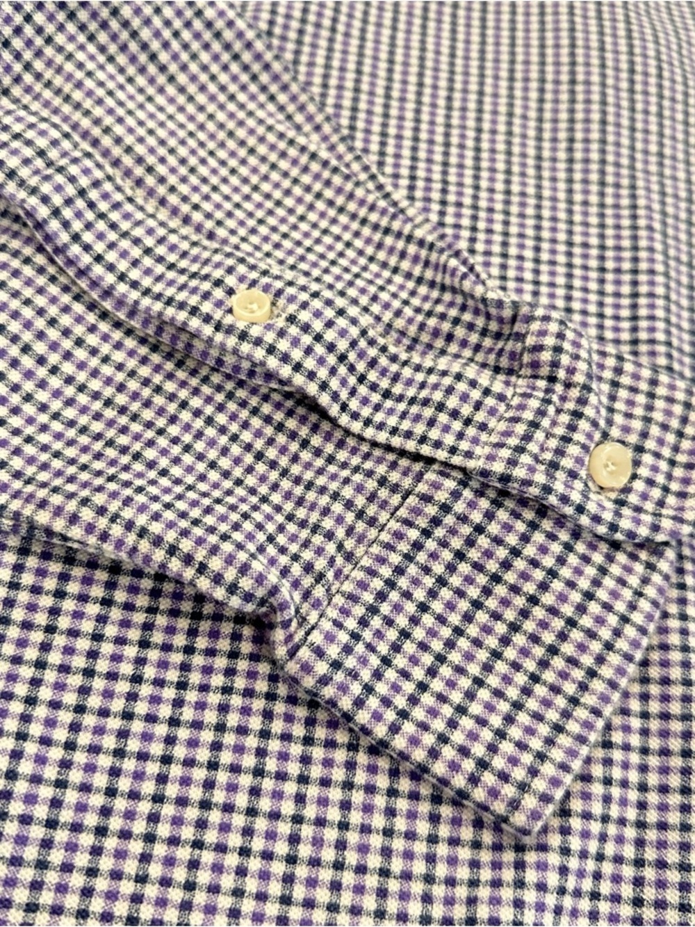 Black Saks Fifth Avenue Purple Plaid Knit Button Down Shirt Men XL Stretch Soft - Picture 4 of 11
